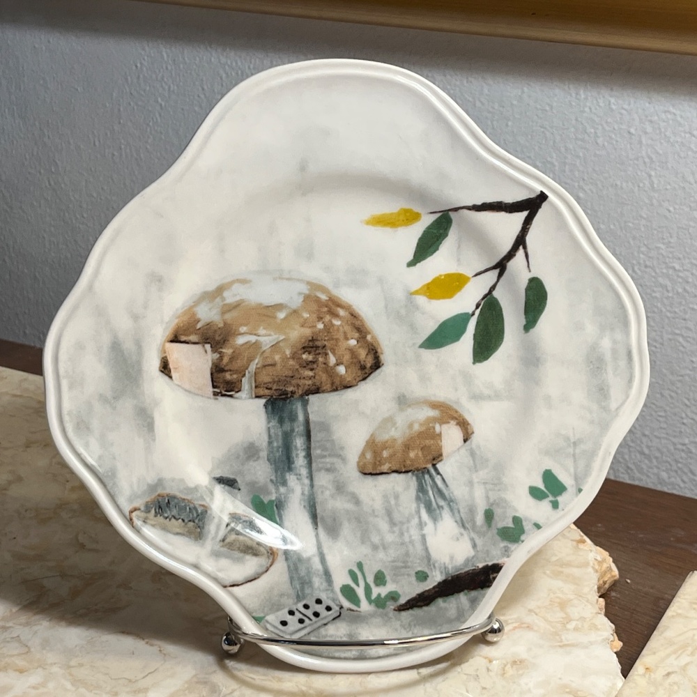 Anthropologie Rebecca Rebouche Patch of Shade Mushrooms Curious Deciduous Plate - Picture 4 of 8
